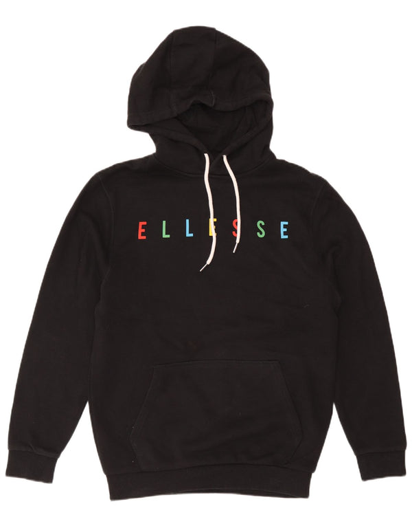 Pulover cu glugă supradimensionat cu grafic pentru femei Ellesse UK 10 Bumbac negru mic