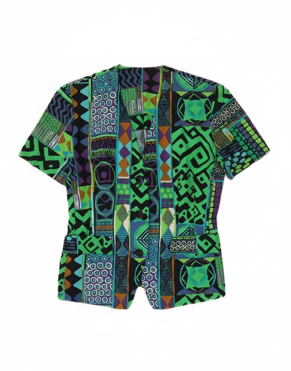 Jachetă vintage pentru femei cu 3 nasturi IT 42 Medium Multicolor Geometric