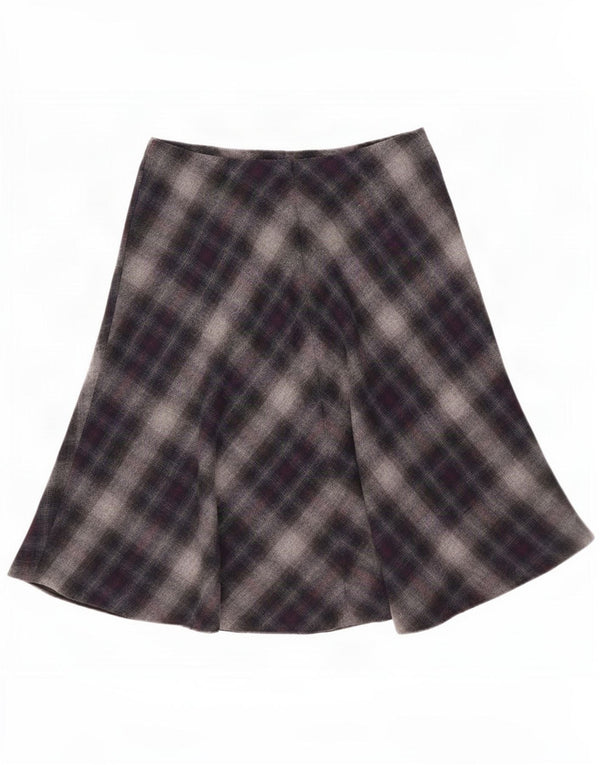 Fusta evazată pentru femei Marks & Spencer UK 12 Medium W30 Gri Poliester în carouri
