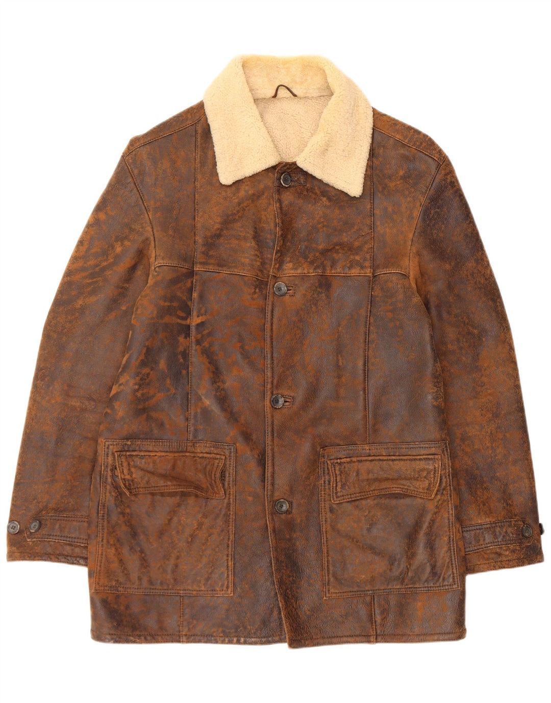Jachetă din shearling pentru bărbați Marlboro Classics UK 42 XL piele de oaie maro