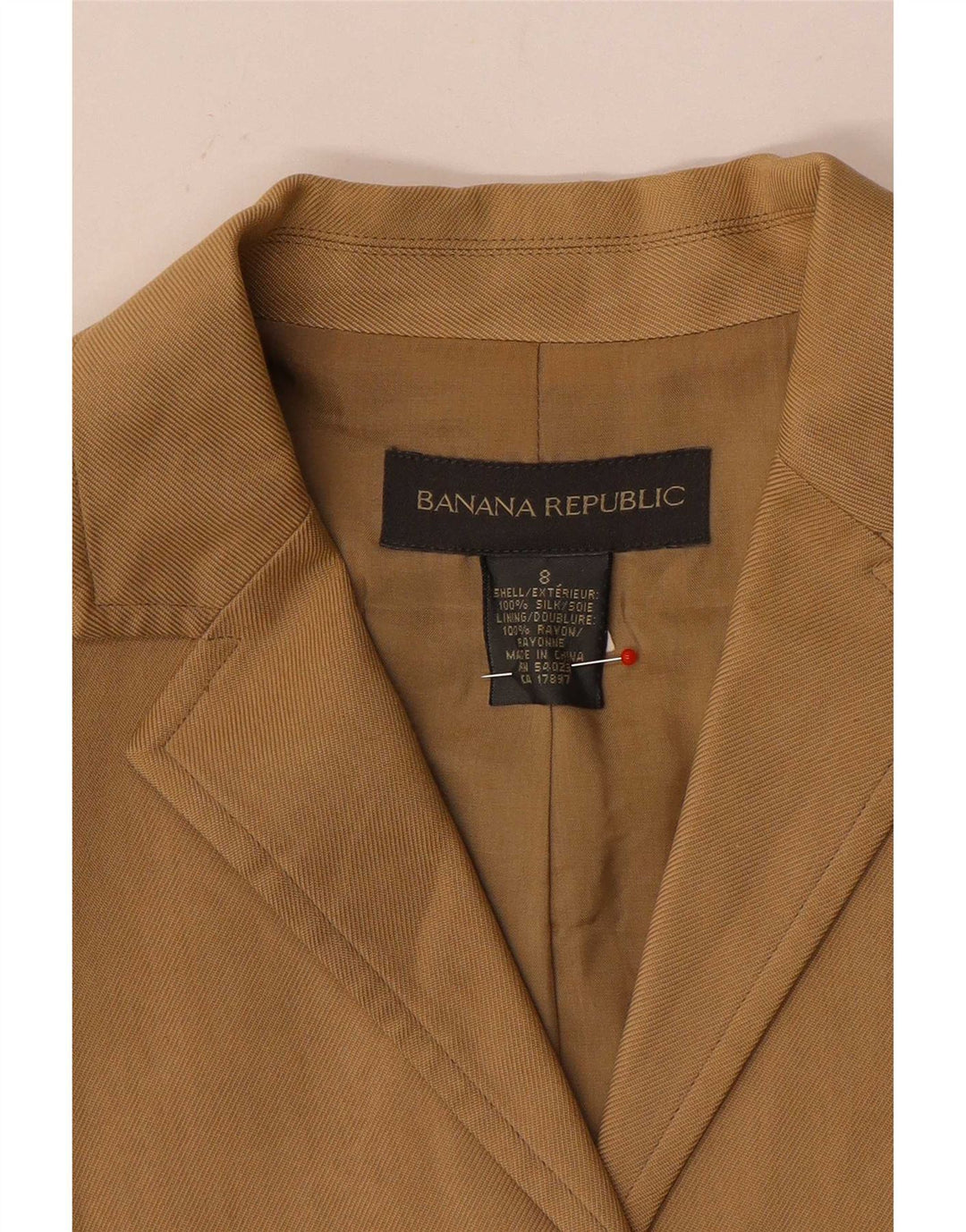 Jachetă Blazer Femei Banana Republic cu 3 nasturi UK 8 Mic Bej Mătase