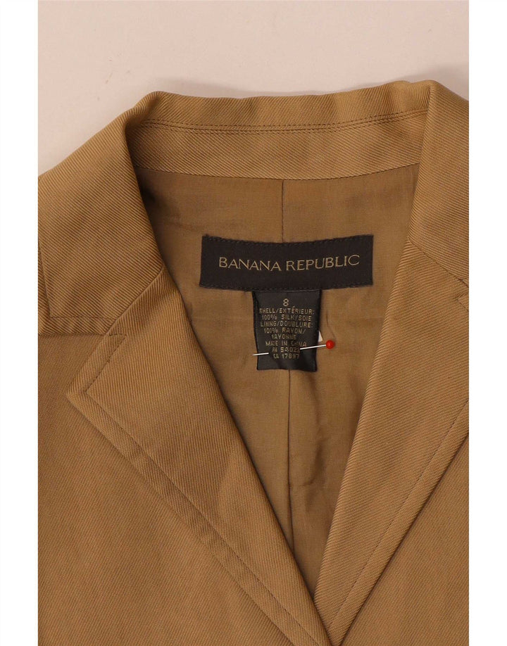 Jachetă Blazer Femei Banana Republic cu 3 nasturi UK 8 Mic Bej Mătase