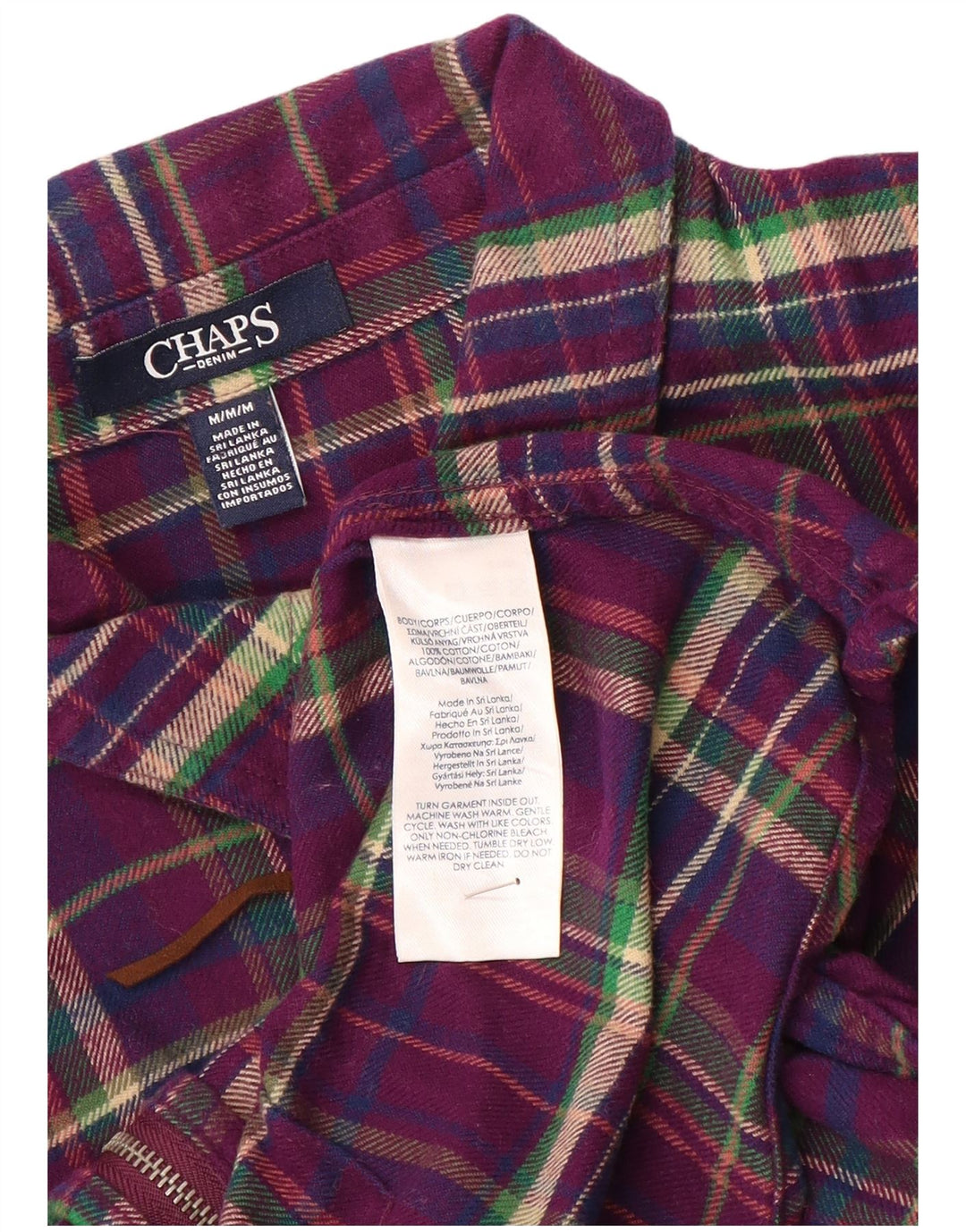 Cămașă de flanel pentru femei Chaps UK 14, bumbac carouri violet mediu