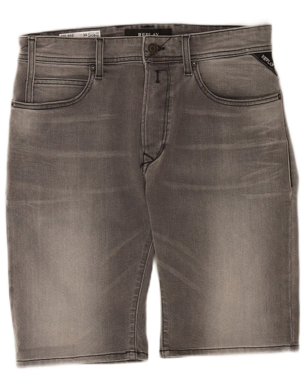 Pantaloni scurți pentru bărbați Replay Larston Denim W30, bumbac gri mediu