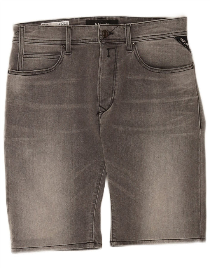 Pantaloni scurți pentru bărbați Replay Larston Denim W30, bumbac gri mediu