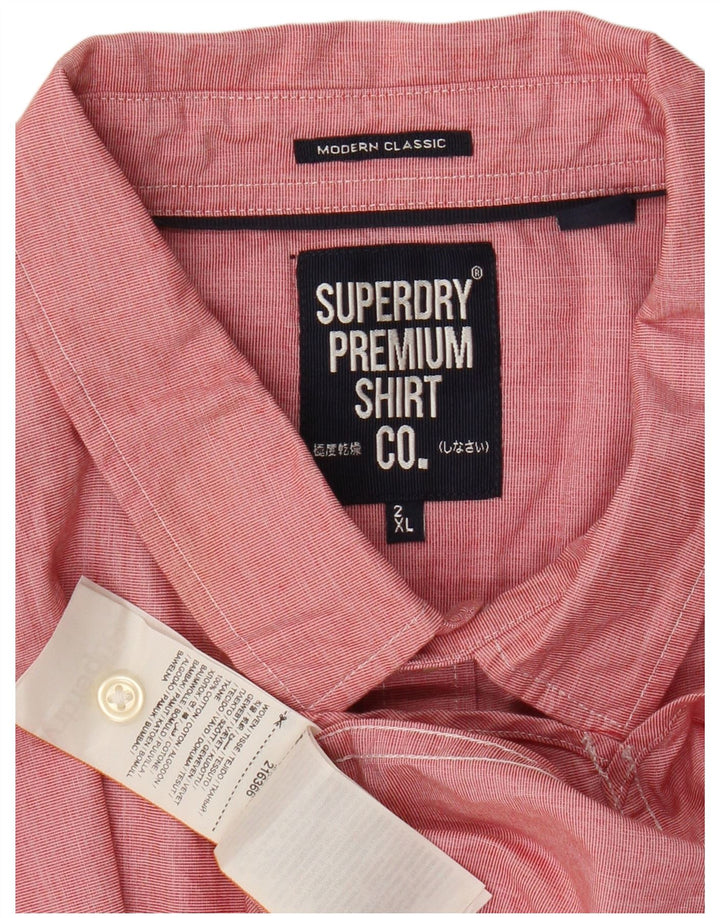 Cămașă pentru bărbați SUPERDRY modern clasică cu mânecă scurtă 2XL bumbac roșu