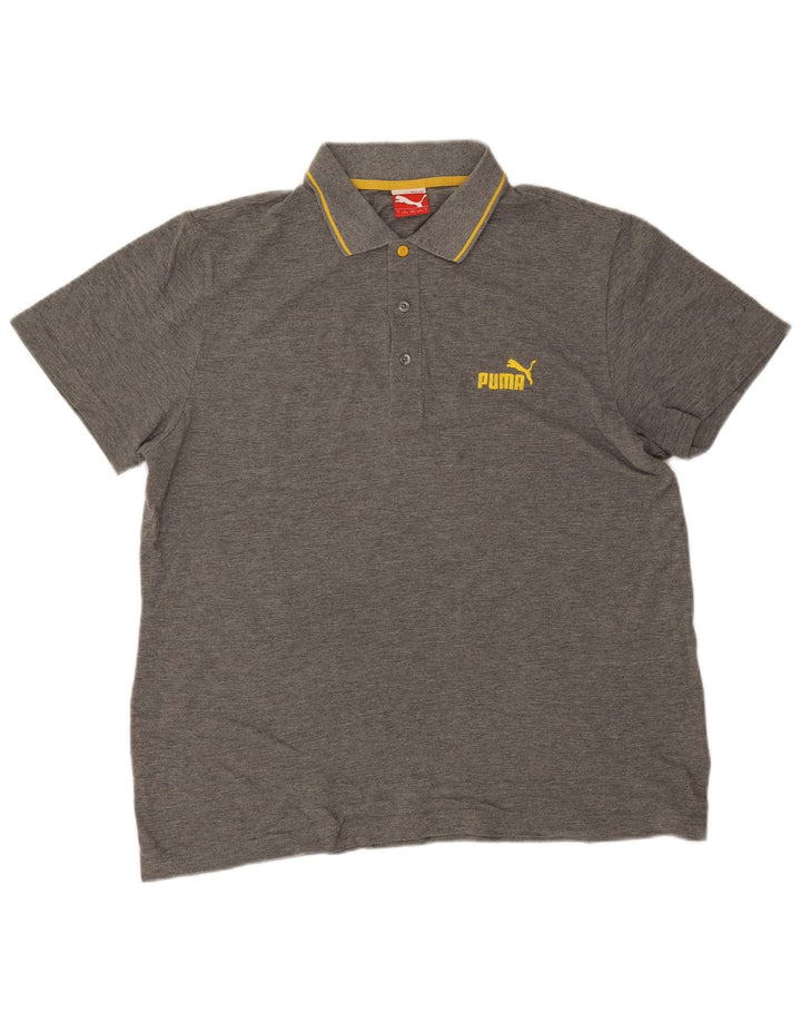 Tricou polo Puma pentru bărbați, bumbac cu dungi gri, mare