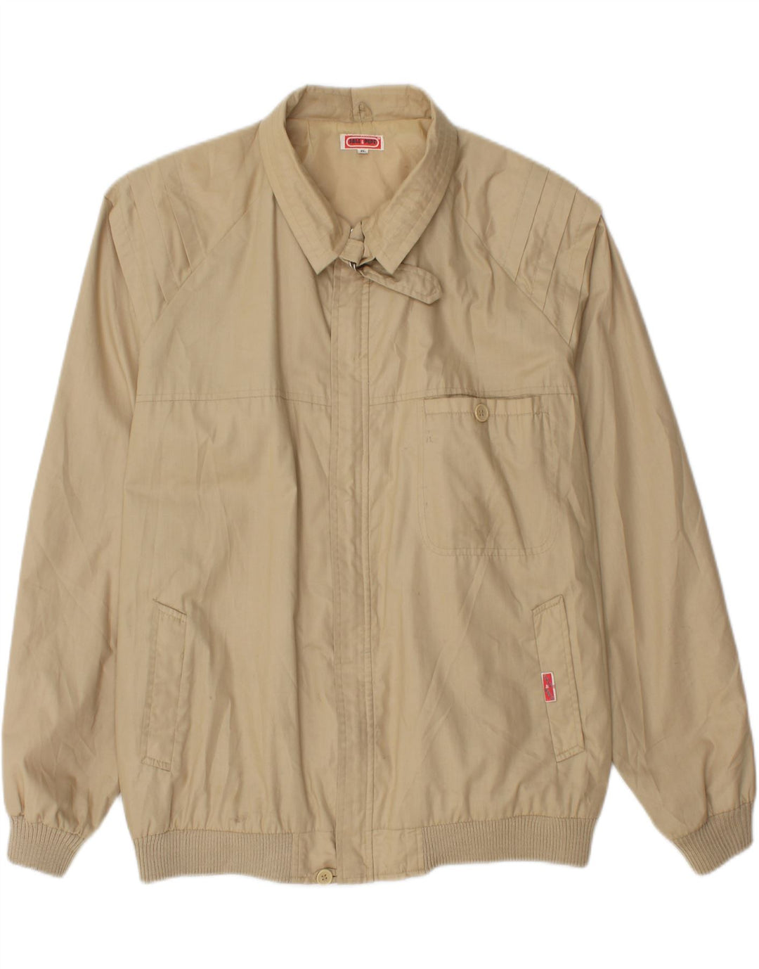 VINTAGE Mens Bomber Jacket UK 42 XL Beige Polyester Vintage Vintage and Second-Hand Vintage from Messina Hembry 