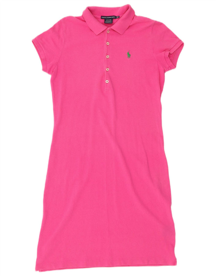 Rochie polo RALPH LAUREN pentru femei UK 10 mic bumbac roz