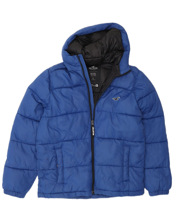 Jachetă căptușită cu glugă pentru bărbați Hollister UK 40 Large Blue Nylon