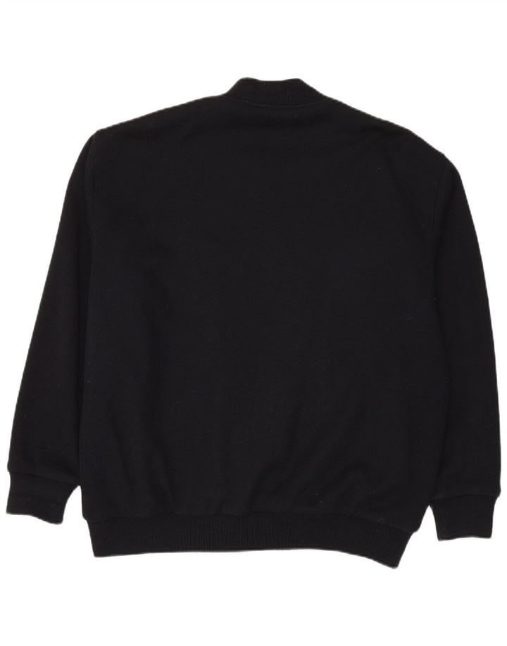 Jachetă Bomber Vintage pentru bărbați din tricot IT 56 2XL Lână neagră color bloc