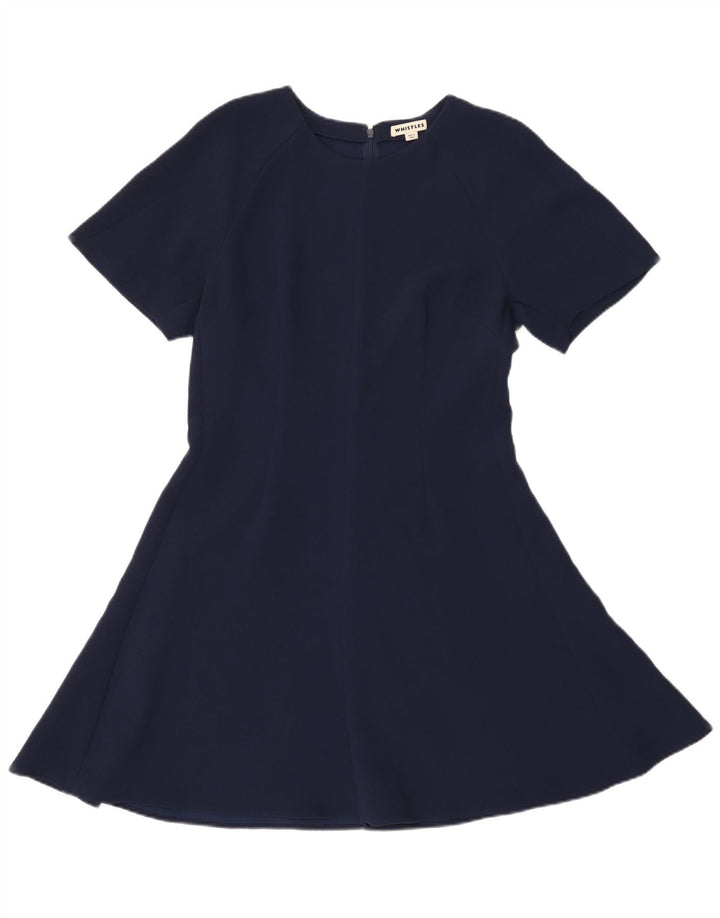 Whistle Rochie în formă de A cu mâneci scurte pentru femei UK 14 Medium Bleumarin Poliester