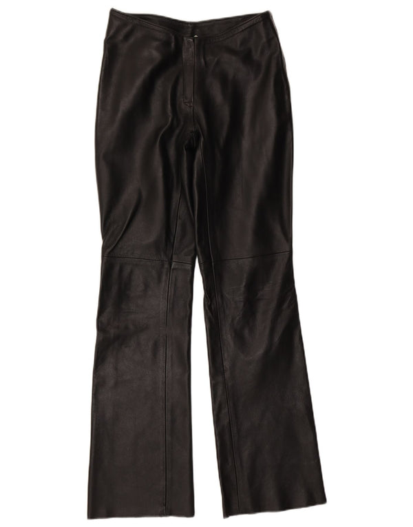 VINTAGE Pantaloni de piele pentru femei UK 10 Small W27 L31 Black