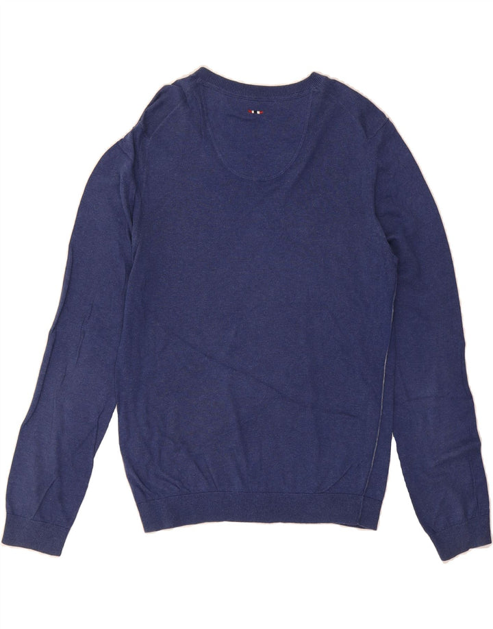 NAPAPIJRI Mens V-Neck Jumper Sweater Small Blue Cotton Vintage Napapijri and Second-Hand Napapijri from Messina Hembry 
