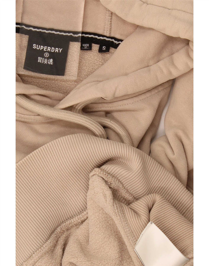 Pulover Superdry pentru bărbați cu glugă grafică, mic, bej