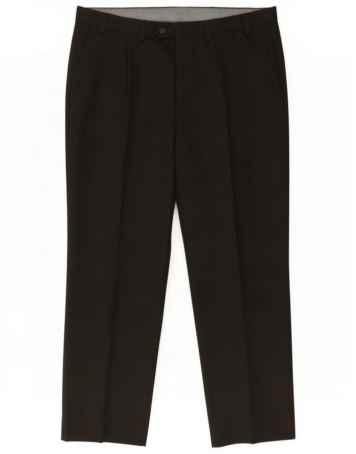 Marks & Spencer Pantaloni de costum bărbătesc cu gheață W36 L29 maro poliester cu dungi