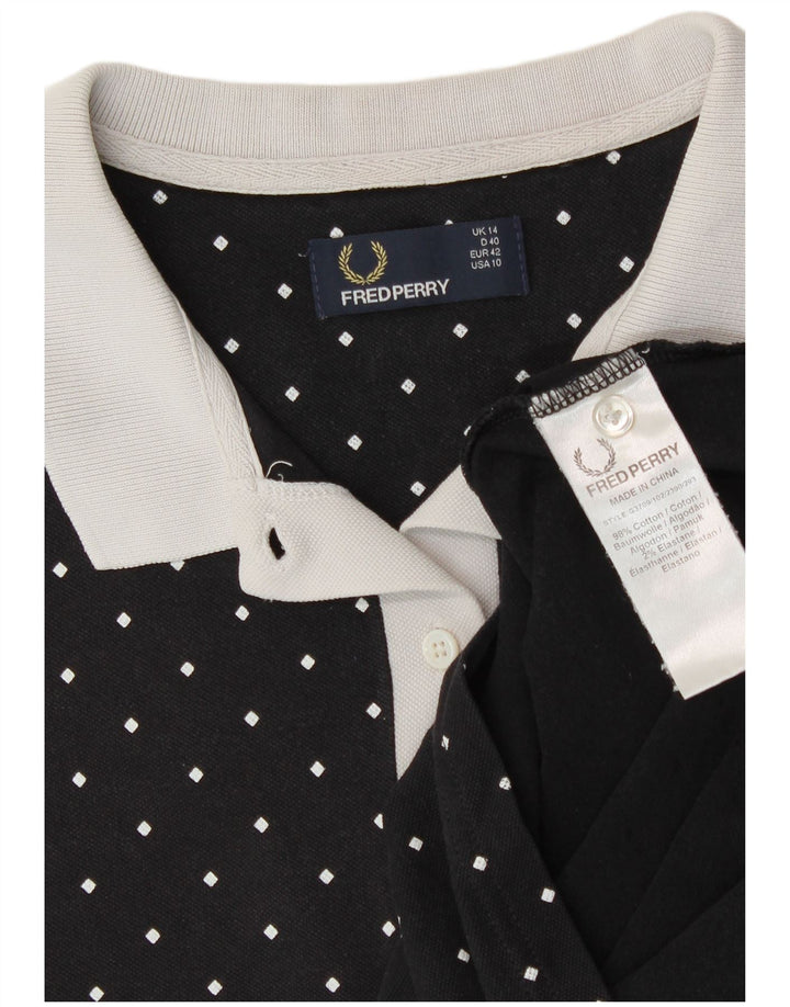 Tricou polo Fred Perry pentru femei UK 14 mare, bumbac cu pete negre
