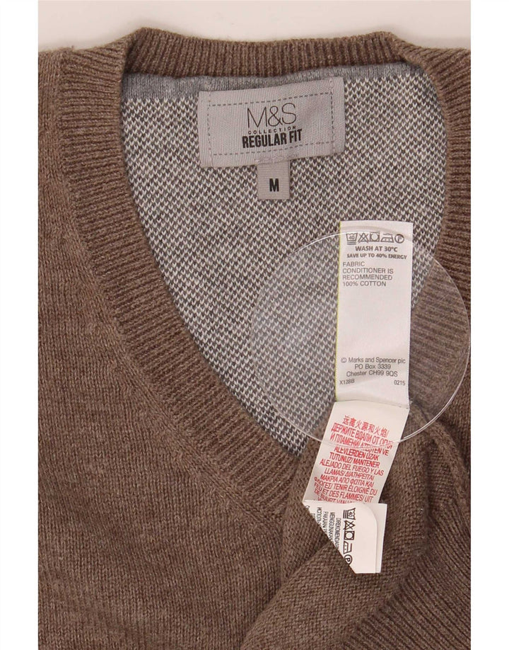 Pulover cu decolteu în V Marks & Spencer pentru bărbați, bumbac maro mediu
