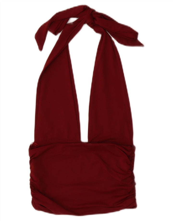 Top Halter pentru femei Zara UK 8 Small Burgundy Poliamidă
