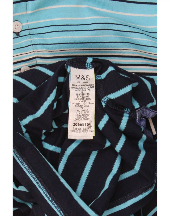 Tricou polo pentru bărbați Marks & Spencer XL, bumbac cu dungi albastre