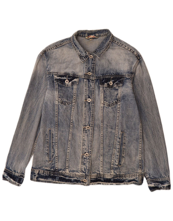 Jachetă de denim cu grafică pentru femei Place du Jour EU 36 Bumbac albastru mic