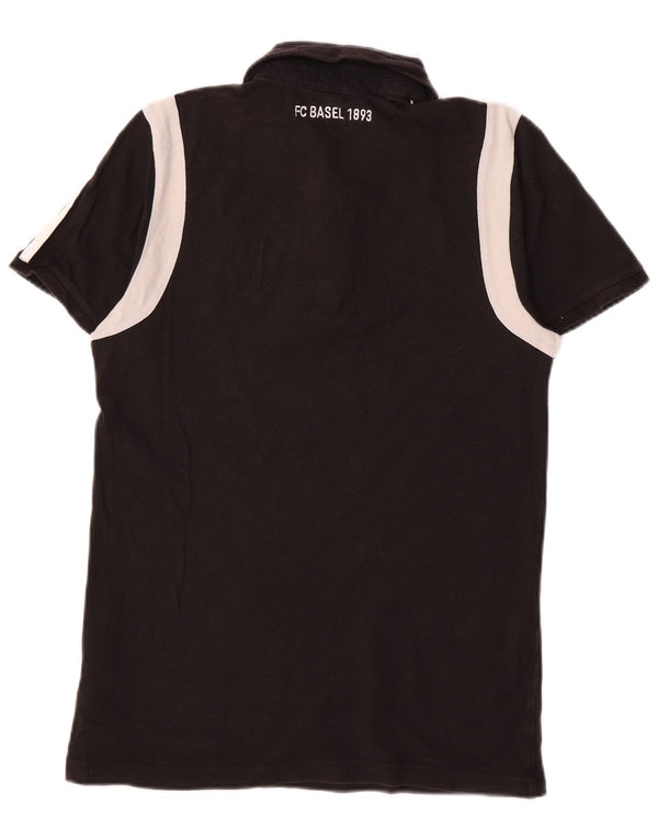 Tricou polo cu grafică Adidas FC Basel 1893 pentru bărbați, bumbac negru color bloc