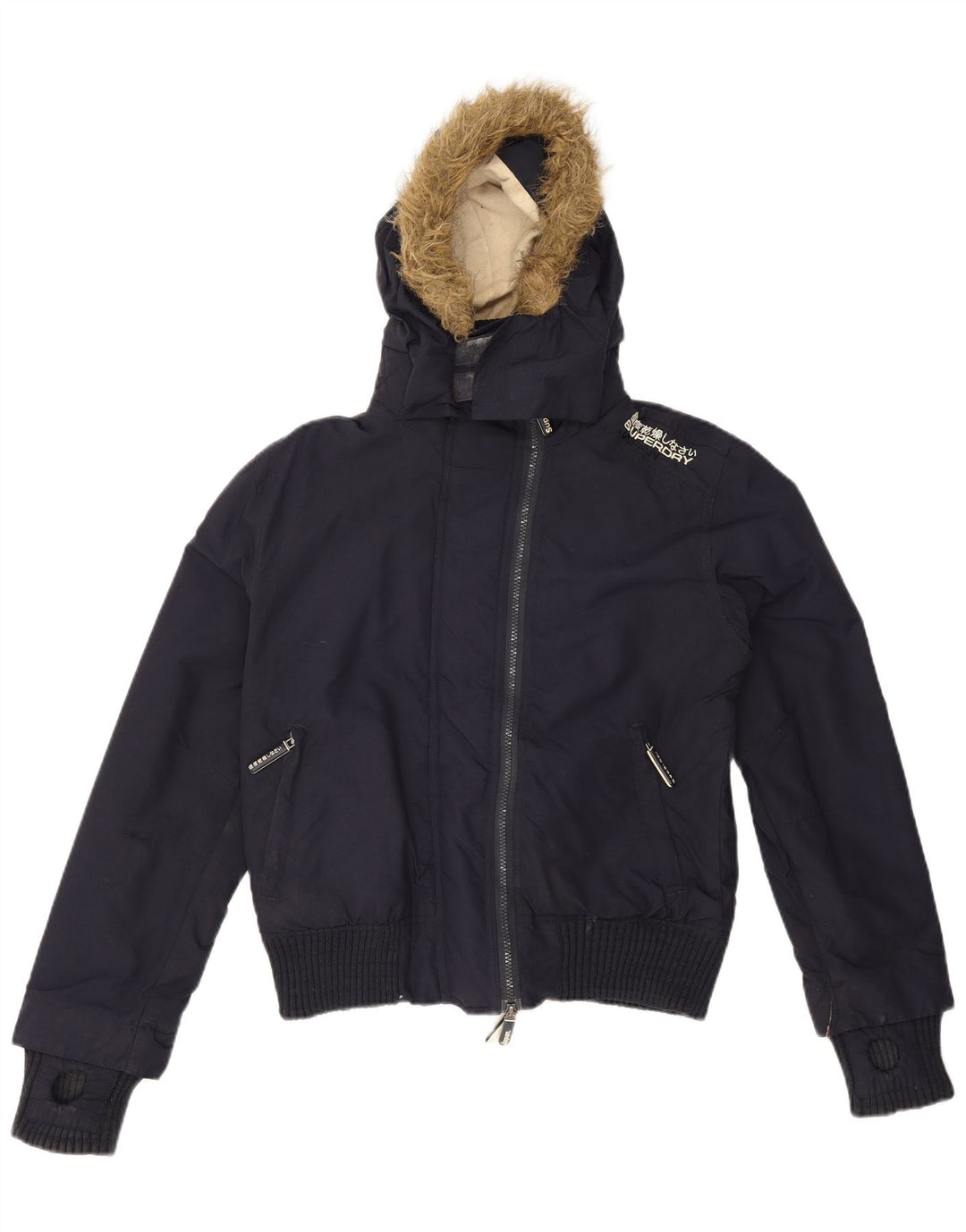 Jachetă Bomber Windbreaker Superdry pentru femei UK 14 Medium Bleumarin