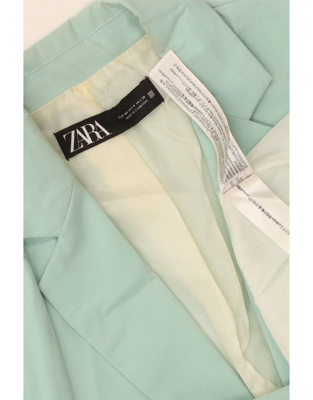 Blazer pentru femei Zara cu 1 nasture EU 40 Poliester verde mediu