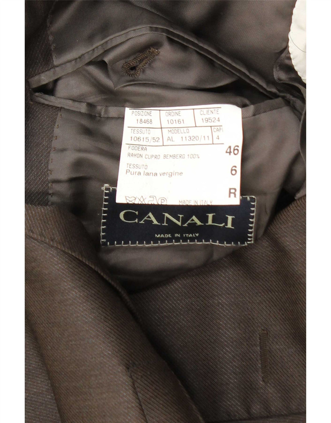 Jachetă pentru bărbați Canali cu 3 nasturi IT 46 Lână maro mică