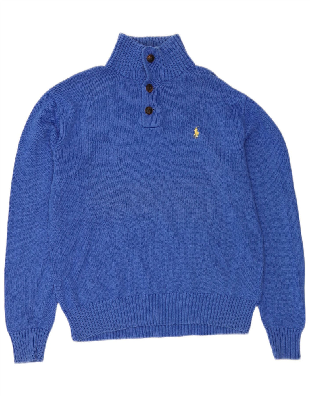 POLO RALPH LAUREN Pulover pentru bărbați cu gât cu nasturi, bumbac albastru mediu