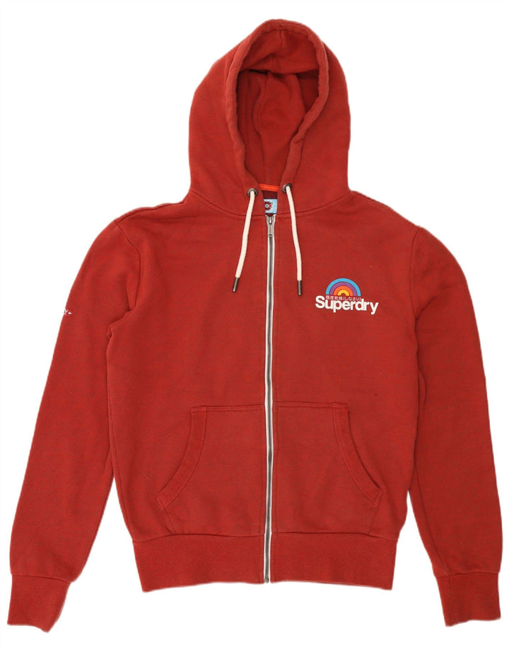 Pulover Superdry pentru bărbați, cu fermoar, bumbac, roșu