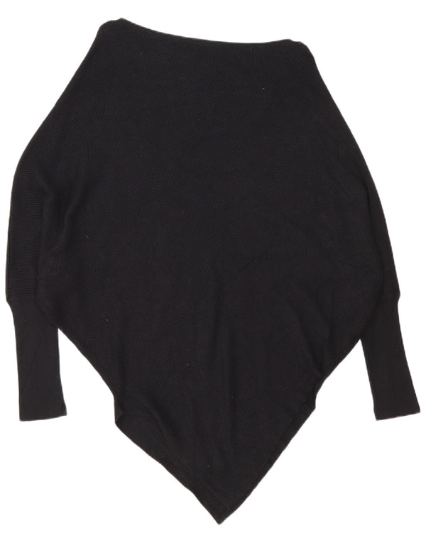 Pulover pentru femei supradimensionat, cu gât asimetric, cu barcă, UK 10 Mic Negru