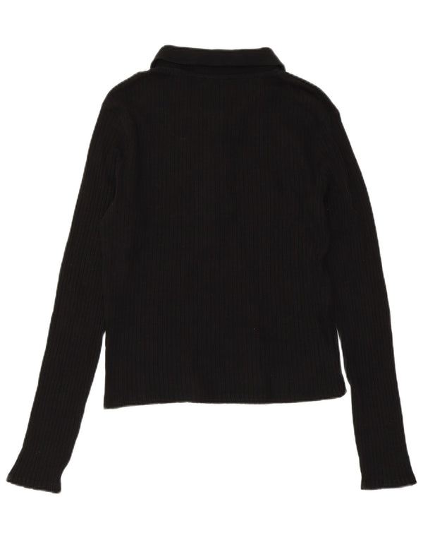 Cămașă polo cu mânecă lungă pentru femei ZARA UK 14, mare, negru, bumbac