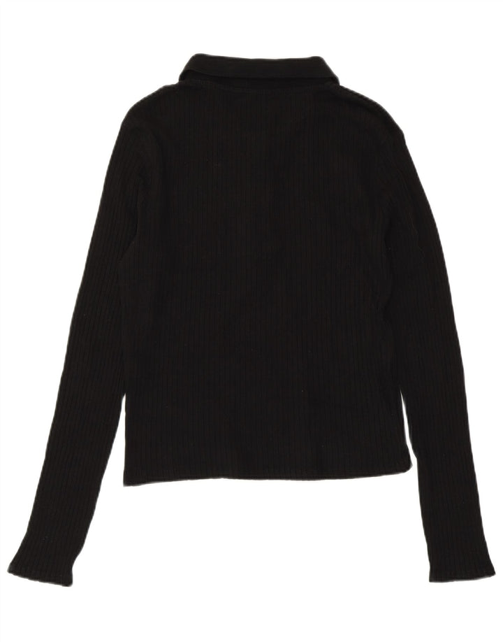 Cămașă polo cu mânecă lungă pentru femei ZARA UK 14, mare, negru, bumbac