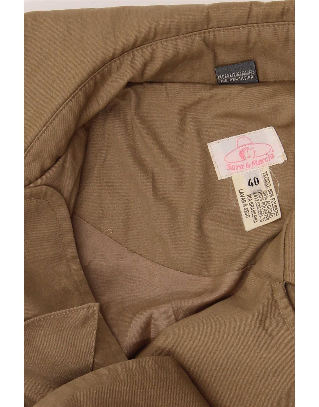 Trenci supradimensionat cu paragate vintage pentru femei IT 40 Poliester Bej Mic
