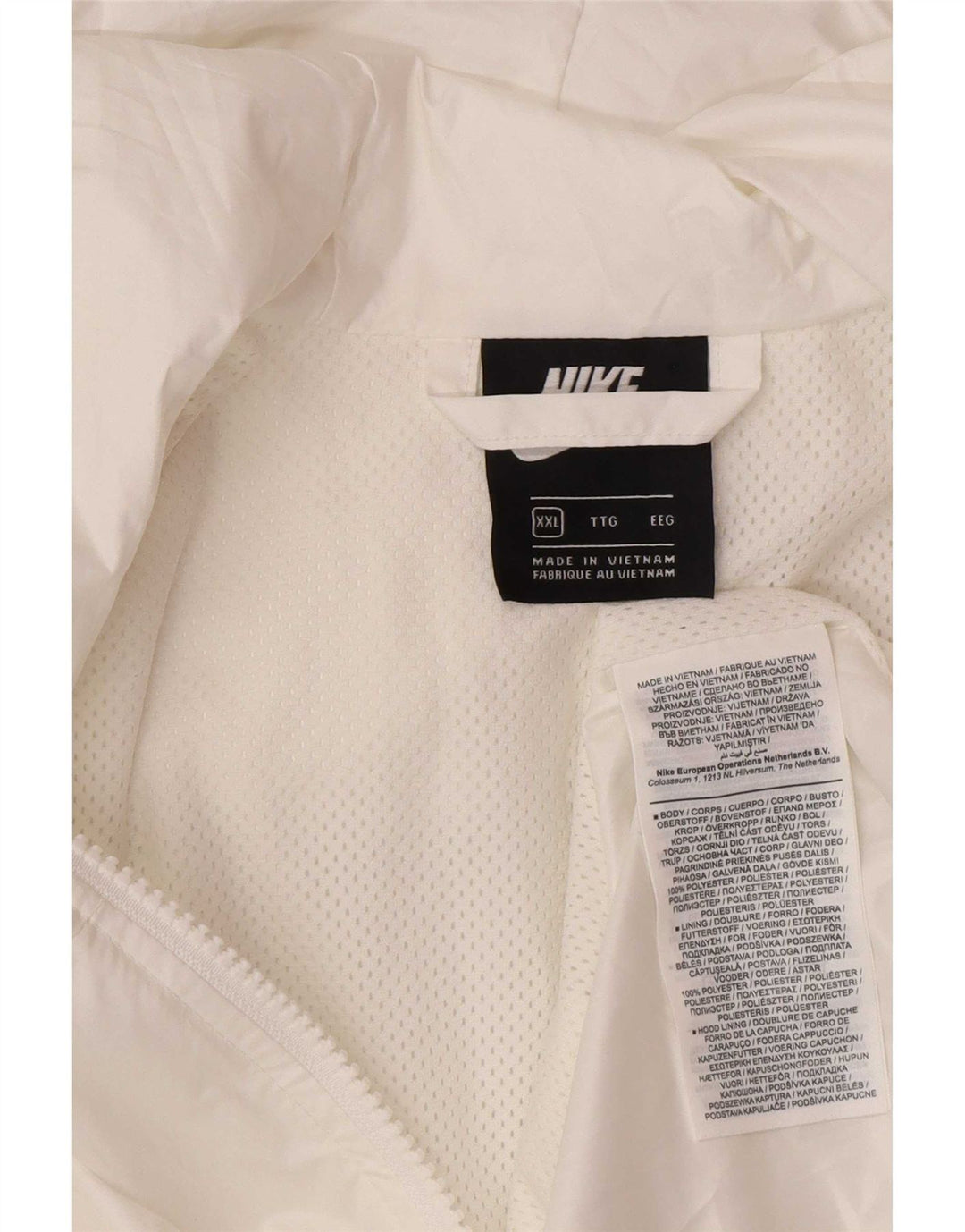 Jachetă de ploaie cu glugă Nike pentru bărbați UK 44 2XL Poliester alb
