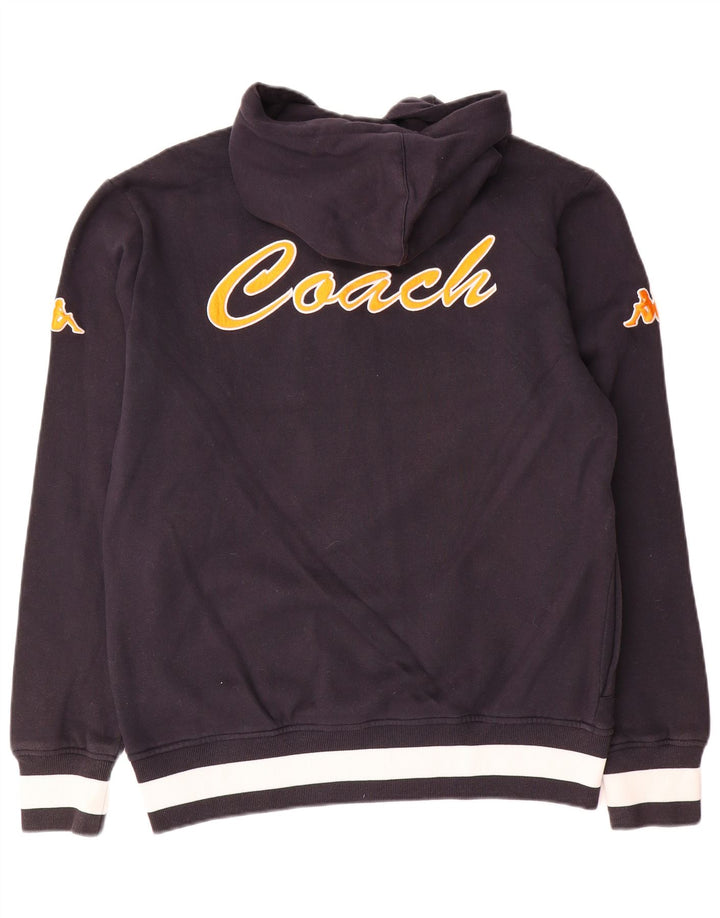 Kappa Pulover cu capota cu fermoar grafic pentru bărbați, bumbac mare, negru