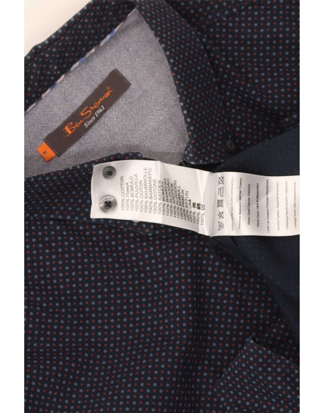Cămașă pentru bărbați Ben Sherman, bumbac cu pete, albastru marin mediu