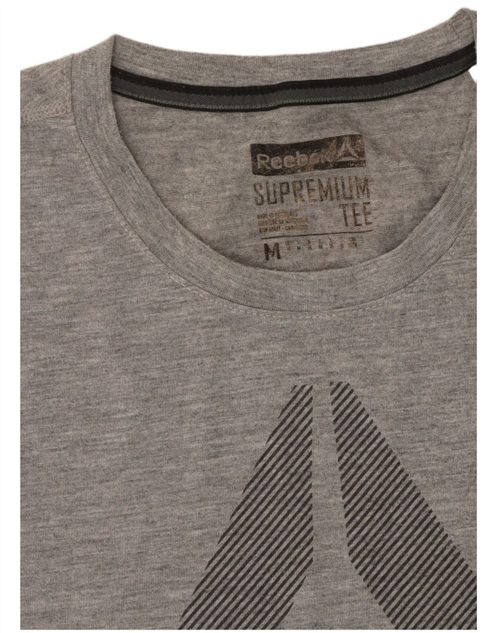 REEBOK Mens Graphic T-Shirt Top Medium Grey Polyester