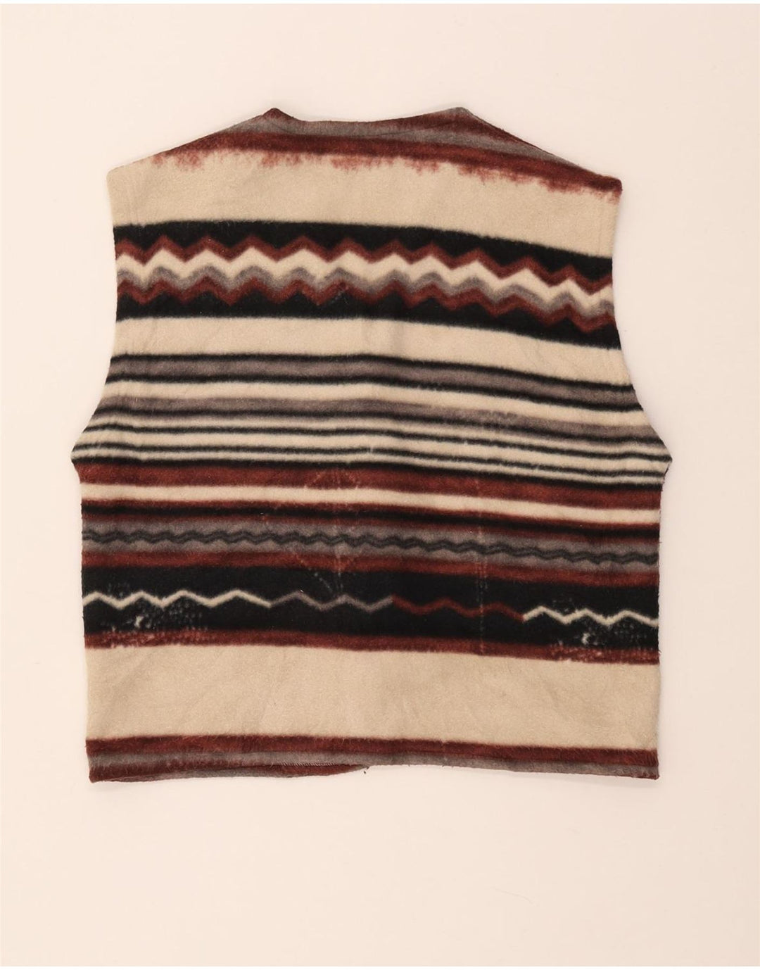 VINTAGE Gilet pentru femei Duffle Fleece UK 14 Medium, multicolore, cu dungi