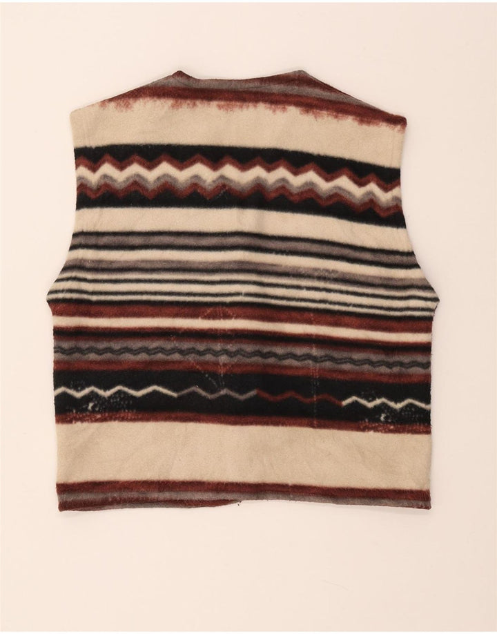 VINTAGE Gilet pentru femei Duffle Fleece UK 14 Medium, multicolore, cu dungi