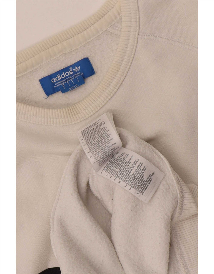 Hanorac grafic pentru bărbați Adidas Jumper mic, alb, bumbac
