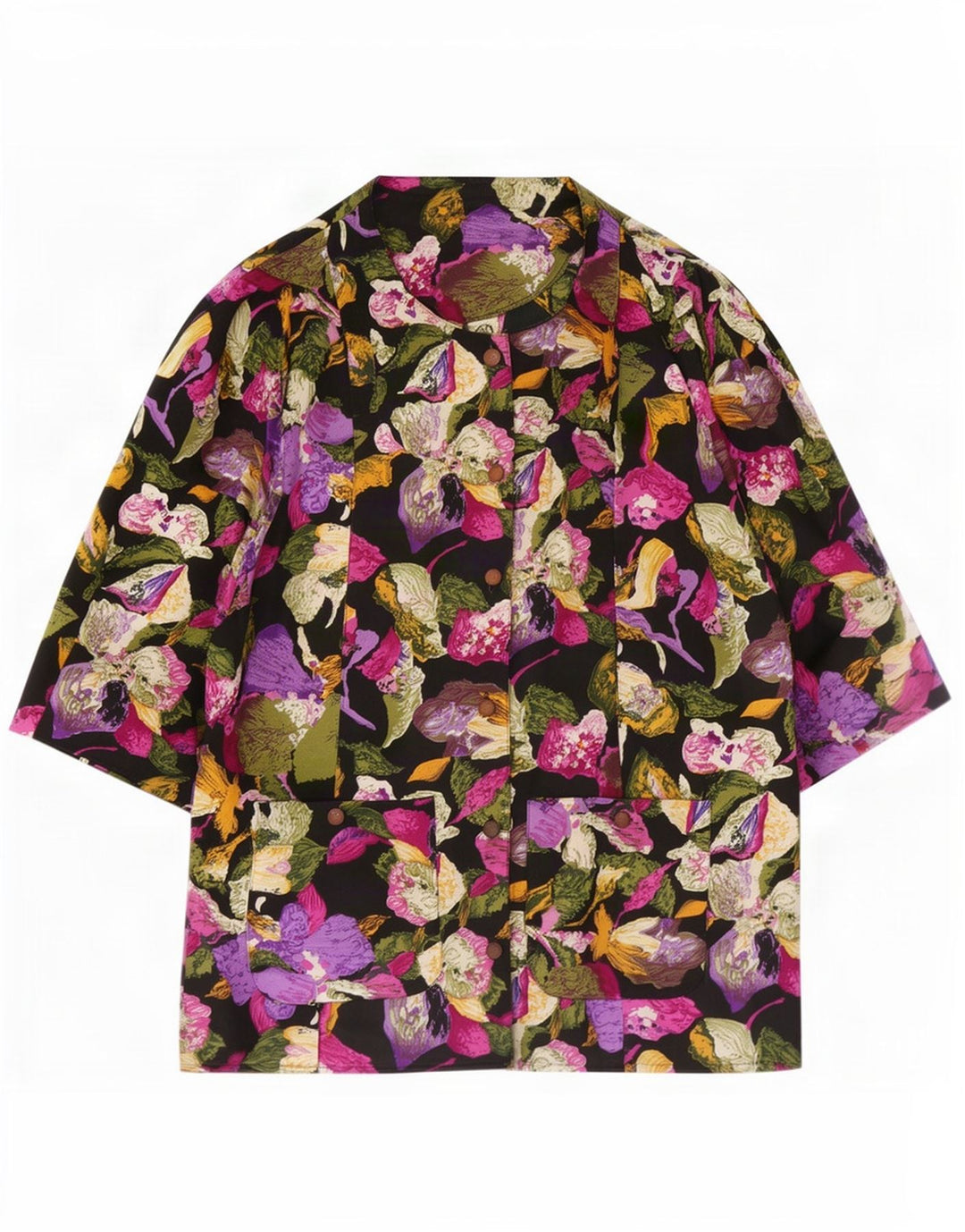 Bluză cămașă cu mâneci 3/4 pentru femei C&A EU 46 XL poliester floral multicolor