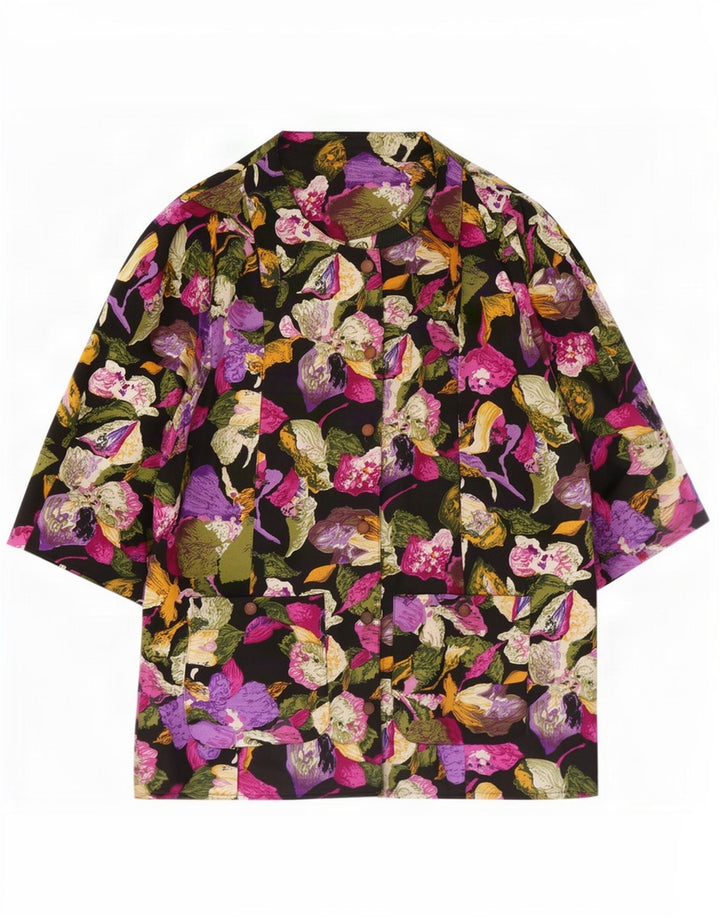 Bluză cămașă cu mâneci 3/4 pentru femei C&A EU 46 XL poliester floral multicolor