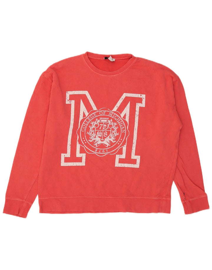 Pulover supradimensionat cu grafic Topshop pentru femei UK 14 Bumbac roz mediu