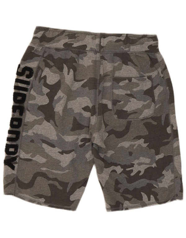 Superdry Mens Graphic Sport Shorts Medium Grey Camouflage Cotton