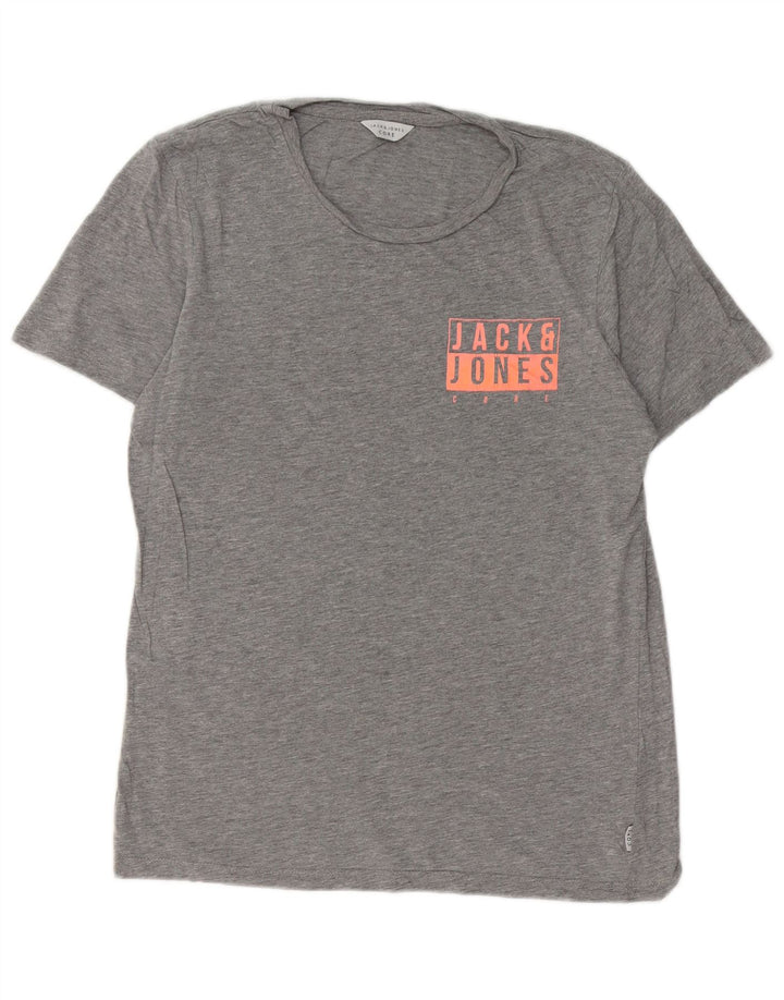 JACK & JONES Tricou grafic pentru bărbați Top mic din bumbac gri