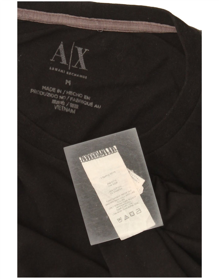 Tricou grafic Armani Exchange pentru bărbați Top mediu din bumbac negru