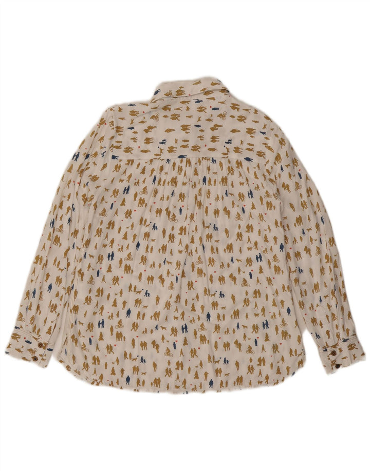 White Stuff Bluză cămașă cu model abstract pentru femei UK 8 Small Off White