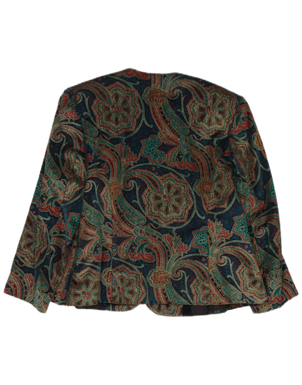 Blazer vintage pentru femei cu mâneci 3/4 UK 14 Medium Multicolor Paisley